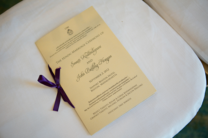 wedding program from Indian wedding