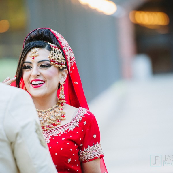 bride walking up to groom