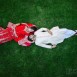 pakistani bride and groom laying in the grass