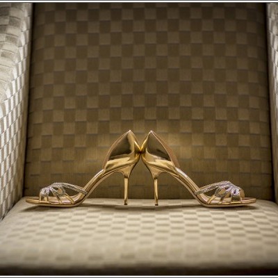 Silver and gold wedding shoes