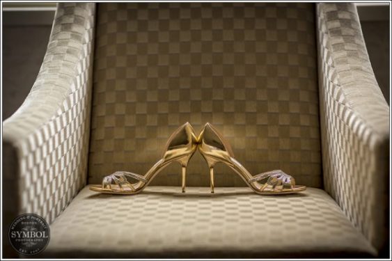 Silver and gold wedding shoes