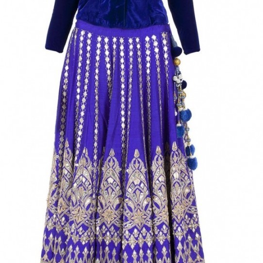 blue and silver Indian wedding dress