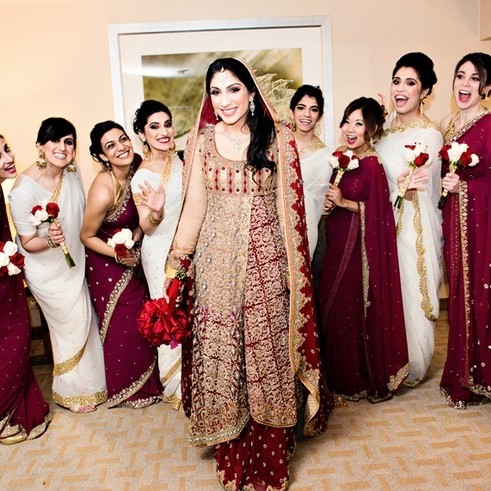 Indian bridesmaids in sarees