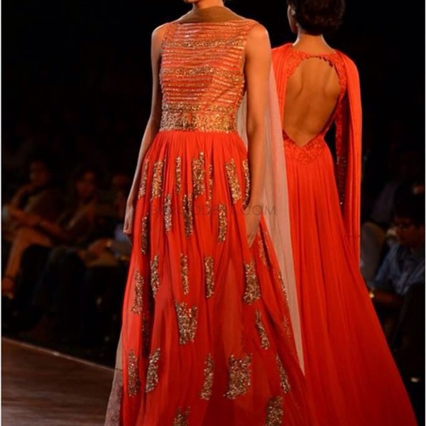 red and gold Indian dress