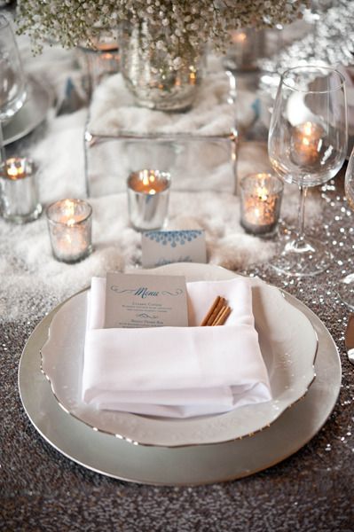 winter wedding table setting