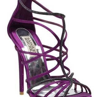 strappy purple wedding shoes