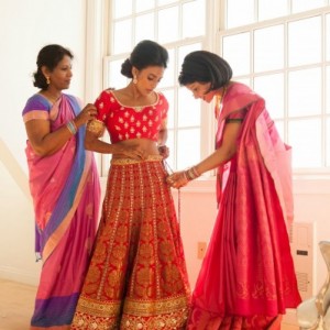 bride getting dressed