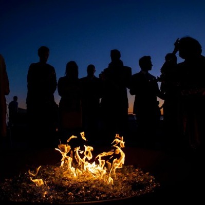 outdoor firepit at wedding