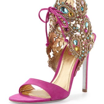 pink crystal embellished shoes