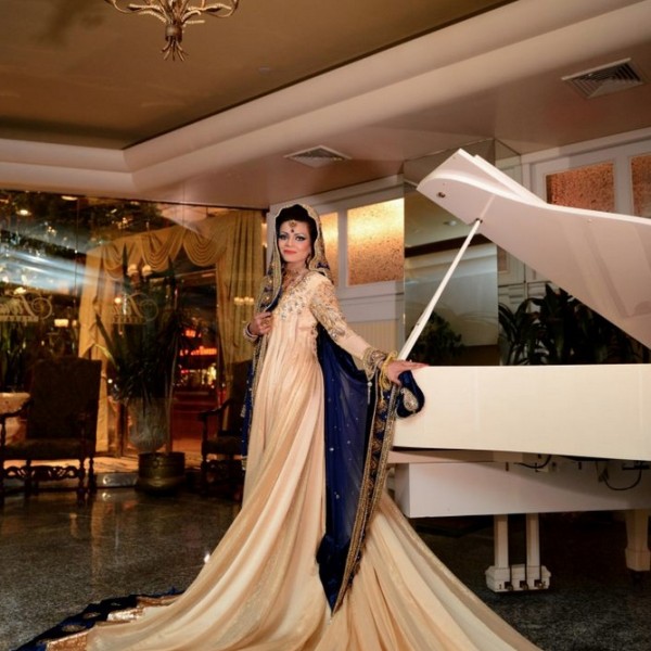 cream Pakistani wedding dress