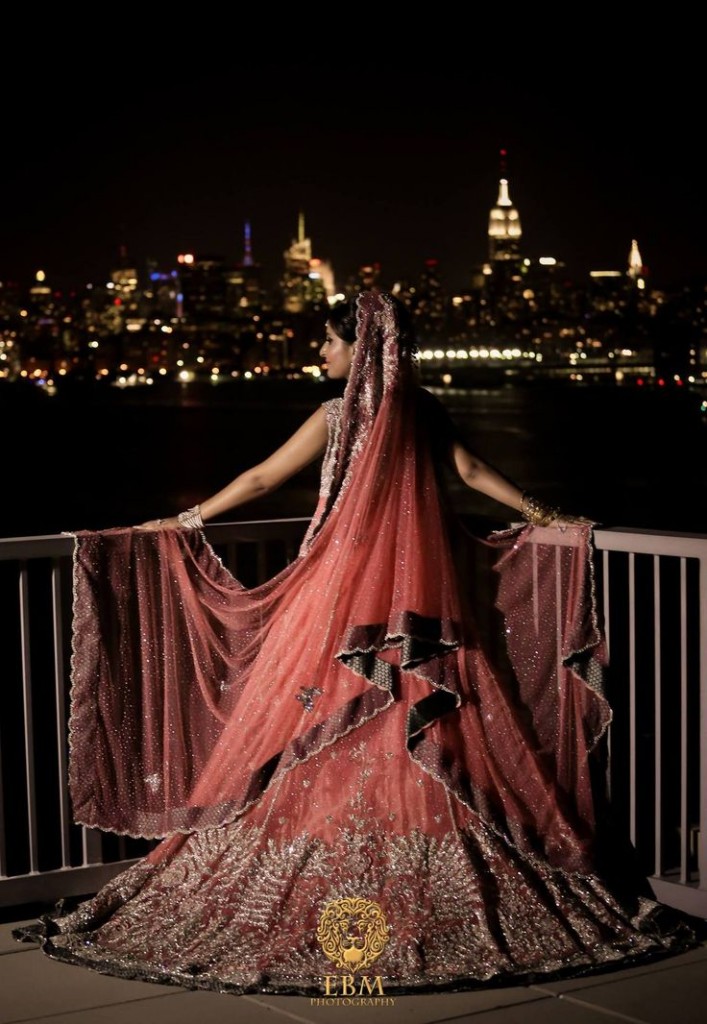 Back of an Indian bride's wedding dress