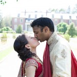 indian bride and groom kissing