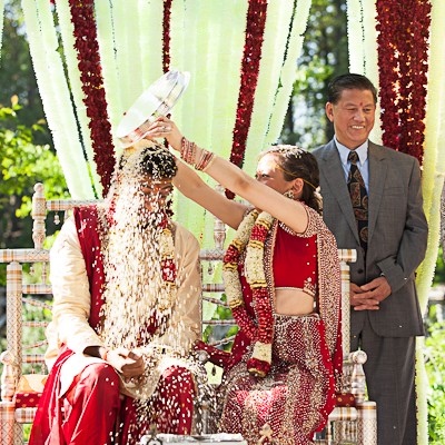 Outdoor indian fusion wedding ceremony