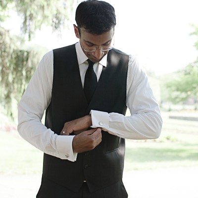 groom getting dressed