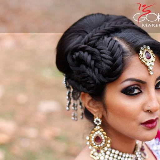 braided updo on an Indian bride