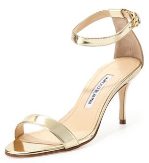 gold ankle strap manolo blahnik