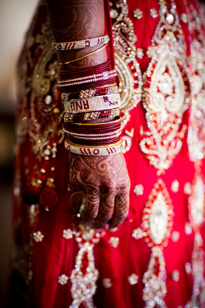 Indian bride getting ready on her wedding day