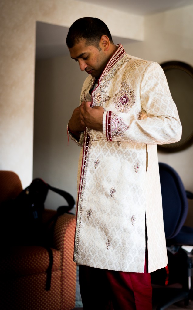Indian bride getting ready on her wedding day