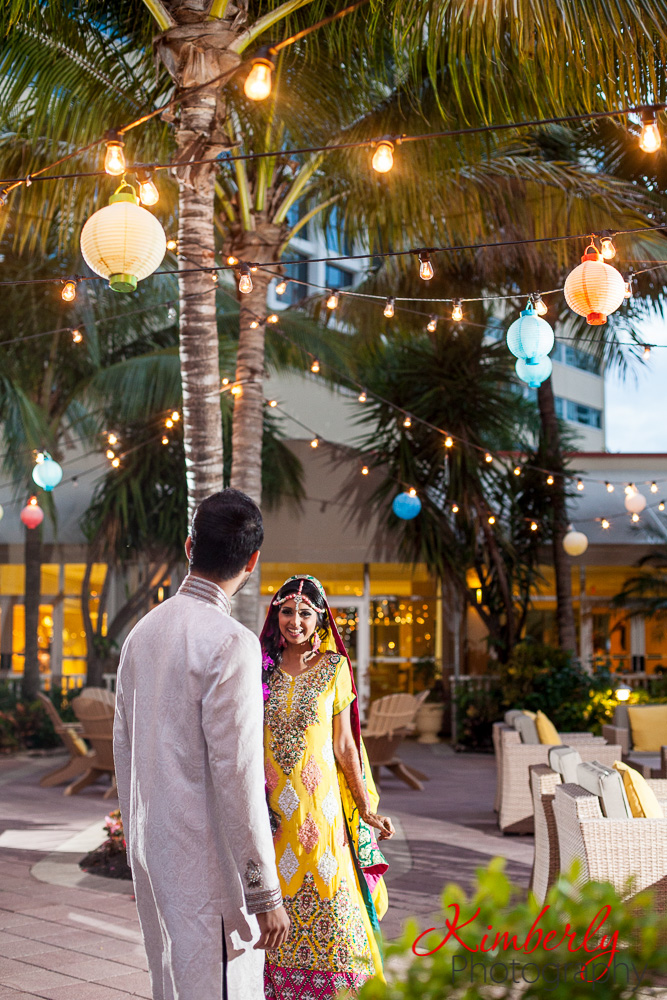 Pakistani bride and groom at mehendi night