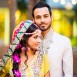 Pakistani bride and groom at mehendi night