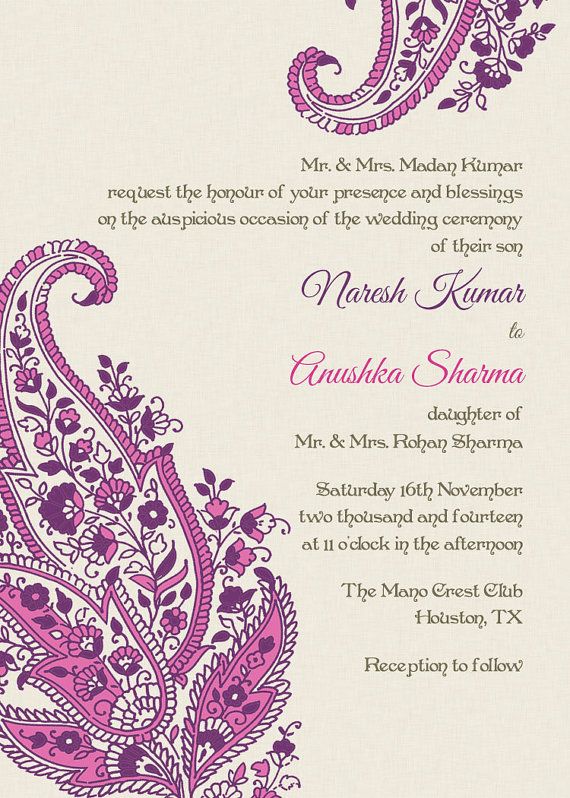 INdian wedding invitation sample and wording