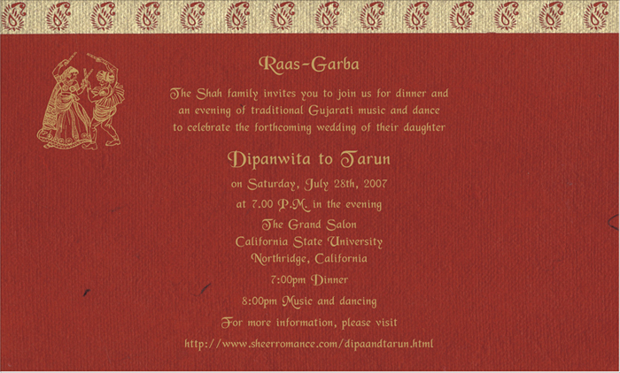 garba raas invitation sample
