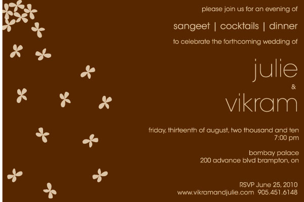 indian sangeet invitation wording