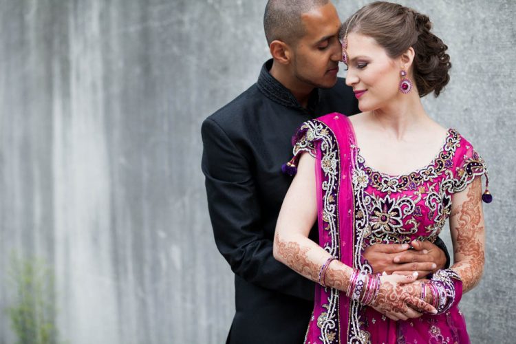 Indian fusion wedding bride and groom